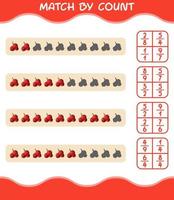 Match by count of cartoon cranberry. Match and count game. Educational game for pre shool years kids and toddlers vector