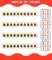 Match by count of cartoon watermelon. Match and count game. Educational game for pre shool years kids and toddlers vector