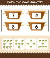 Match the same quantity of olive. Counting game. Educational game for pre shool years kids and toddlers vector