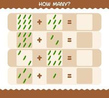 How many cartoon cucumber. Counting game. Educational game for pre shool years kids and toddlers vector