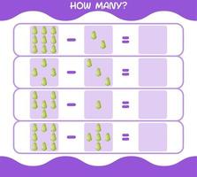 How many cartoon chayote. Counting game. Educational game for pre shool years kids and toddlers vector