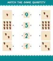 Match the same quantity of red grape. Counting game. Educational game for pre shool years kids and toddlers vector