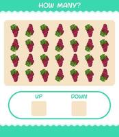 How many cartoon red grape. Counting game. Educational game for pre shool years kids and toddlers vector