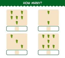 How many cartoon lettuce. Counting game. Educational game for pre shool years kids and toddlers vector