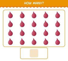 How many cartoon red onion. Counting game. Educational game for pre shool years kids and toddlers vector