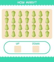 How many cartoon chayote. Counting game. Educational game for pre shool years kids and toddlers vector