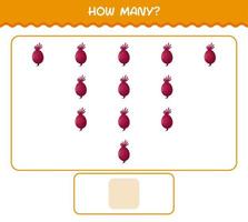 How many cartoon beet. Counting game. Educational game for pre shool years kids and toddlers vector