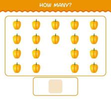 How many cartoon bell pepper. Counting game. Educational game for pre shool years kids and toddlers vector