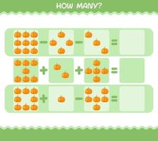 How many cartoon pumpkin. Counting game. Educational game for pre shool years kids and toddlers vector