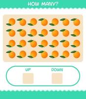 How many cartoon orange. Counting game. Educational game for pre shool years kids and toddlers vector