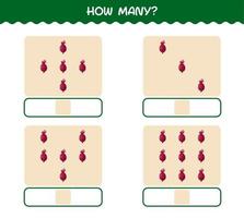 How many cartoon beet. Counting game. Educational game for pre shool years kids and toddlers vector