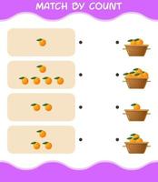 Match by count of cartoon orange. Match and count game. Educational game for pre shool years kids and toddlers vector