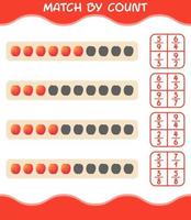 Match by count of cartoon nectarine. Match and count game. Educational game for pre shool years kids and toddlers vector