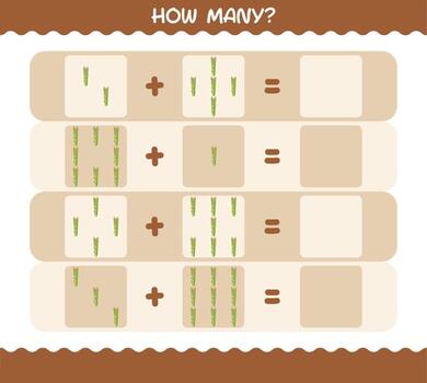 cuántos espárragos de dibujos animados. juego de conteo juego educativo para niños y niños pequeños en edad preescolar vector