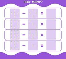 How many cartoon daikon. Counting game. Educational game for pre shool years kids and toddlers vector