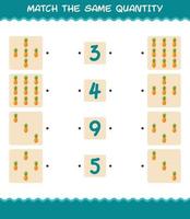 Match the same quantity of pineapple. Counting game. Educational game for pre shool years kids and toddlers vector
