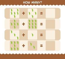 How many cartoon edamame. Counting game. Educational game for pre shool years kids and toddlers vector