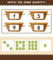 Match the same quantity of kiwi. Counting game. Educational game for pre shool years kids and toddlers vector