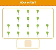 How many cartoon leek. Counting game. Educational game for pre shool years kids and toddlers vector
