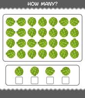 How many cartoon artichoke. Counting game. Educational game for pre shool years kids and toddlers vector