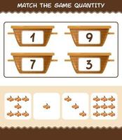 Match the same quantity of loquat. Counting game. Educational game for pre shool years kids and toddlers vector