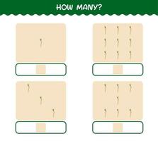 How many cartoon parsnip. Counting game. Educational game for pre shool years kids and toddlers vector