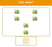 How many cartoon cauliflower. Counting game. Educational game for pre shool years kids and toddlers vector