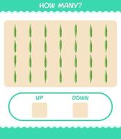 How many cartoon okra. Counting game. Educational game for pre shool years kids and toddlers vector