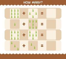 How many cartoon bamboo shoot. Counting game. Educational game for pre shool years kids and toddlers vector