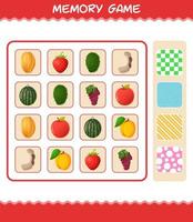 Memory games with cartoon fruits. Learning cards game. Educational game for pre shool years kids and toddlers vector
