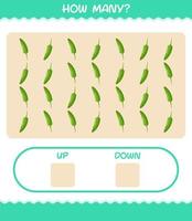 How many cartoon green chilli. Counting game. Educational game for pre shool years kids and toddlers vector