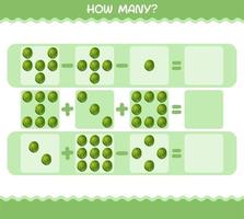 How many cartoon brussels sprout. Counting game. Educational game for pre shool years kids and toddlers vector