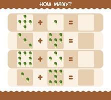 How many cartoon bok choy. Counting game. Educational game for pre shool years kids and toddlers vector