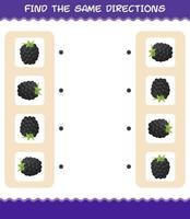 Match the same directions of blackberry. Matching game. Educational game for pre shool years kids and toddlers vector