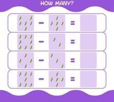 How many cartoon green chilli. Counting game. Educational game for pre shool years kids and toddlers vector