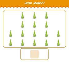 How many cartoon bamboo shoot. Counting game. Educational game for pre shool years kids and toddlers vector