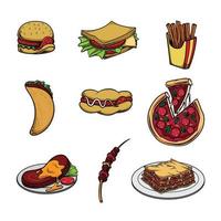 vector several assorted food bundles