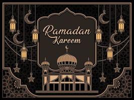 Ramadan kareem islamic background retro style vector