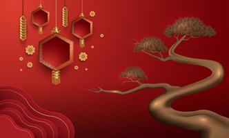 Podium and background for Chinese new year,Chinese Festivals, Mid Autumn Festival , flower and asian elements on background.