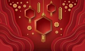 Podium and background for Chinese new year,Chinese Festivals, Mid Autumn Festival , flower and asian elements on background. vector