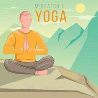 illustration of man doing meditation asana for International Yoga Day on 21st June in nature vector