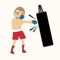 profesionales fuertes del boxeo que luchan contra personajes de dibujos animados en un contexto aislado vector