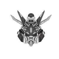 Black and white outline Robot head tattoos background, Perfect for T-Shirt Design, Sticker, Poster, Merchandise and E-sport logo