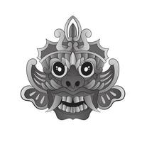 black and white etnic culture Balinase Barong devil IllustrationPrint vector