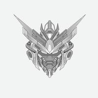 Hand Drawn outline Warrior Head Robot for tattoos or design element vector