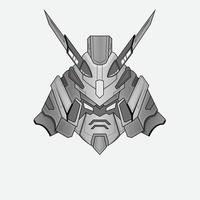 Hand Drawn outline Warrior Head Robot for tattoos or design element vector