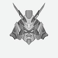 Hand Drawn outline Warrior Head Robot for tattoos or design element vector