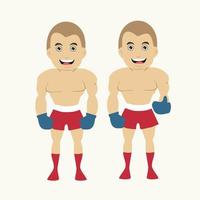 Boxing strong proffesionals fighting cartoon characters on isolated background vector