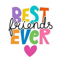 Premium Vector  Happy friendship day cute hand lettering best friends  forever greeting card typography template modern calligraphy design  elements quotes friend phrase