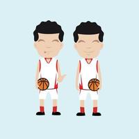 conjunto de diseño de personajes jugador de baloncesto sportman estilo de diseño plano ilustración vectorial mínima vector